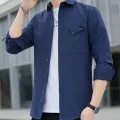 Four Seasons New Men's Shirt General Youth Business Men Long Sleeve Classic Style Oxford Spinning Gentleman Clothes. 