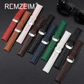 Litchi Grain Strap 18/20/22mm Watch Accessories Genuine Soft Leather Wristwatch Band With Butterfly Buckle.