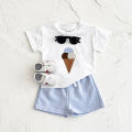 2Pcs Boy Girl Summer New Baby Clothes Sets Children Clothing Ice Cream Print T-shirt+Shorts Infant Toddler Outfit Suit Clothes. 