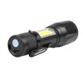 Mini LED Flashlight COB+XPE Portable Torch USB Charging Camping Lantern Zoomable Focus Light Tactical Flashlight with Pen Clip. 