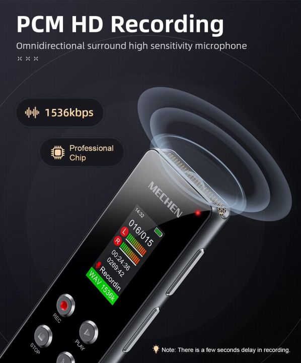 MECHEN 64GB Digital Voice Recorder Voice Activated with Playback for Lectures Meetings Audio Recording Device Dictaphone