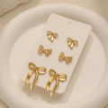 Elegant Bow Stud Earrings Exquisite Versatile Daily Wear Earring Set Women's Daily Dating Party Weddings Wear Jewelry.