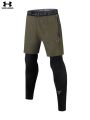 Men's Compression 2-in-1 Shorts – Lycra with Mesh for Support, Breathable, Quick-Dry, Black. 