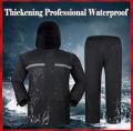 Waterproff PVC,L xl,xxl black raincoat sealing hoddie RAINCOAT with pant and double brested full sleeve raincaot for man..