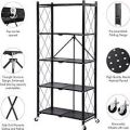 5 Tier Foldable Storage Rack. Metal Black Foldable Storage Rack. 