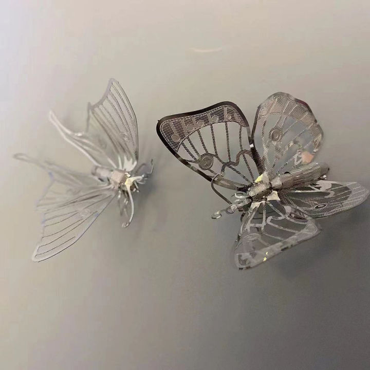2 Pcs Butterfly Model 3D Metal Puzzle Kits Animal Insect Beautiful Butterfly Assembly Model Jigsaw Puzzle Toys For Adult