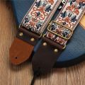 Miwayer Embroidered Guitar Strap Soft Vintage Flowers Adjustable Creative Watch Bands Cotton Belt & Leather Head.