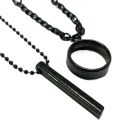 3pcs/ Locket Set For Men Fashion Trendy Black 3D Stainless steel Bar Stick Locket +Black Stainless steel Silver  Chain Braclate +Titanium Stainless steel Silver Ring For Men Neve Fade Color. 