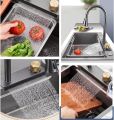 All In One Kitchen Sink 304 Grade Stainless Steel Multipurpose Multifunction 3 Mode Tap with Pullout Feature Cup Washer Single Bowl with RO water tab (27" x 18" x 9"). 
