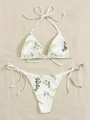 Neck Women's Two-Piece Bikini, Suspender Bra, V Bottom, Women's Swimwear and Apparel.