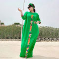 3 Pieces Set Boho Loose Solid Three Quarter Sleeve Long Maxi African Dresses For Women Kaftan Dubai Abaya Hijab Muslim. 