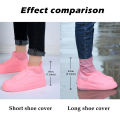 Elastic Waterproof Shoe Cover Outdoor Rain Boots Silicone Anti Slip Rain Shoe Cover PVC Portable Mid Thickened Latex Shoe Cover. 