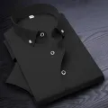 High Quality Non-ironing Men Dress Shirt Short Sleeve New Solid Male Clothing Fit Business Shirts White Blue Navy Black Red. 