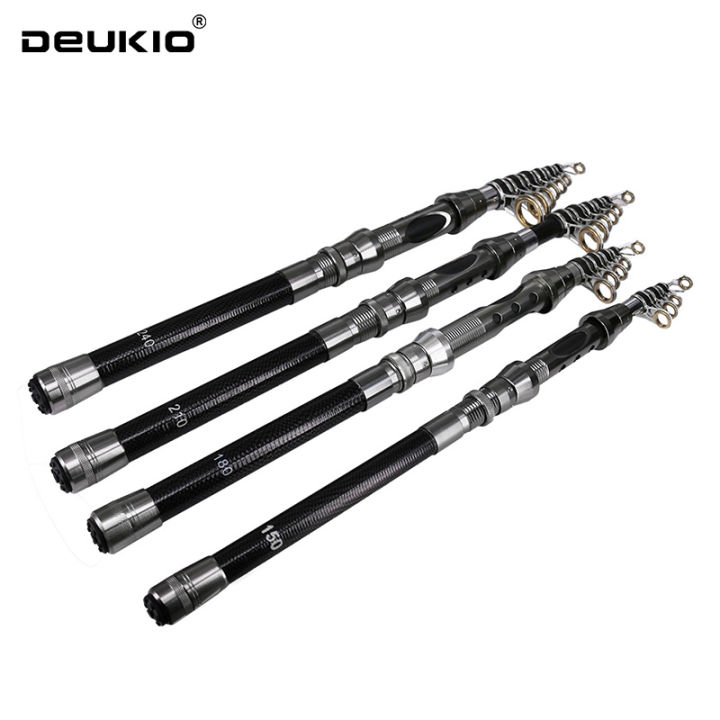 DEUKIO Portable Telescopic Travel Fishing Rod Carbon Fiber Spinning Rod 1.8M-2.7M Rock Fishing Pole with Reel Seat for Carp