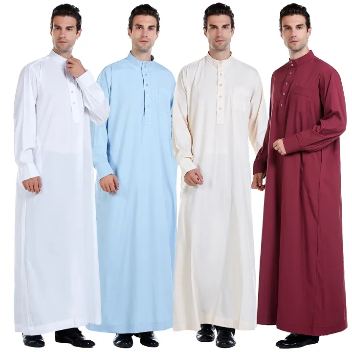 TH815%20Men's%20Muslim%20Islamic%20Men%20Long%20Sleeves%20Pure%20Color%20Button%20Robe%20%20Ramadan%20Eid%20Jubba%20Thobe%20-%20Image%206