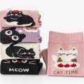 5 Pairs of Kidsren's Socks Cartoon Cute Kitten Stripesd Pattern All Year Round Baby Boy and Girl Color Matching Cat Mid-Calf Socks Suitable for Daily Life.