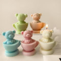 Teddy Bear in Cup Silicone Mold Cartoon Bear Candle Soap Mold DIY Elephant Aromatherapy Plaster Resin Crafts Mold Home Decor. 