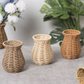 Handwoven Plastic Rattan Flower Vase For Dried Flowers Creative Household Decoration Centerpiece Office Effect Chic Flower Pot.