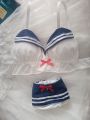 Women's bra set Japanese loli underwear female soft girl navy sweet cute without steel ring teenage sailor suit bra set. 