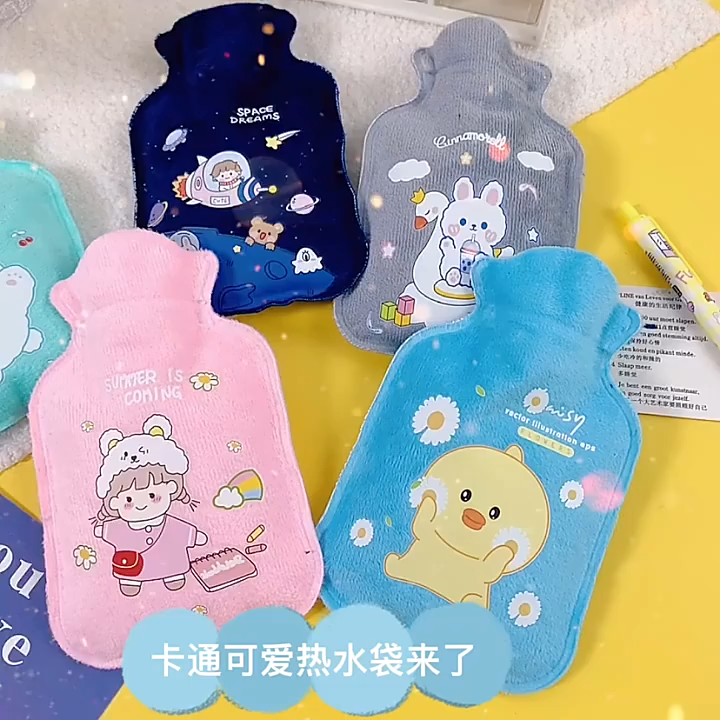 Hot Water Bag Explosion-proof Hand Warm Portable Plush Water Bag Compression Resistant Hand Warmer - 1pcs