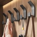 5PCS Wall Hooks No Drilling Double Hook Hanger Robe Hook Black White Towel Hook Key Holder Multifunctional Clothes Coat Hook.