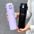 1 PC Stainless Steel Vacuum Flask, 500ml Pop-Up Direct Drink Insulated Bottle with Wide Handle, Outdoor Portable Sports Bottle. 