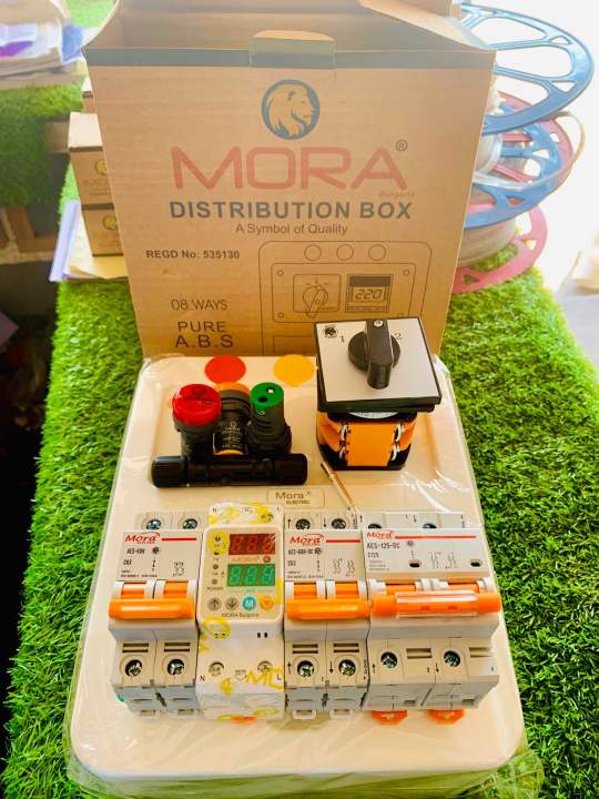 Mora Brand Full Breaker Box For Solar System/Full DB Box solar Inverter/Mora Dc Breaker/Mora Ac Breaker/ Mora Volatge Meter/Mora Protector/Mora Indicator Lights/Mora MC4/ Mora Breaker Box