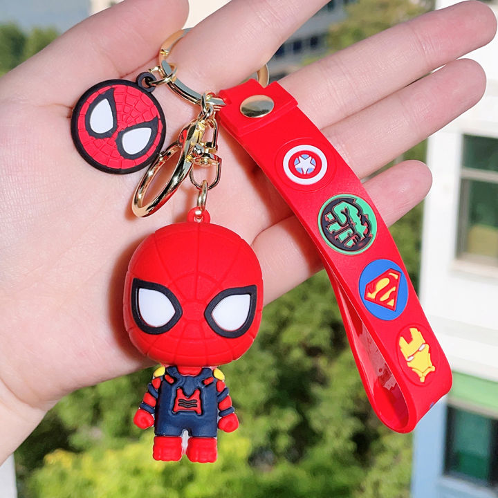 Superhero Spidermanes Keychains Cartoon Spider Man Doll Keyrings ...