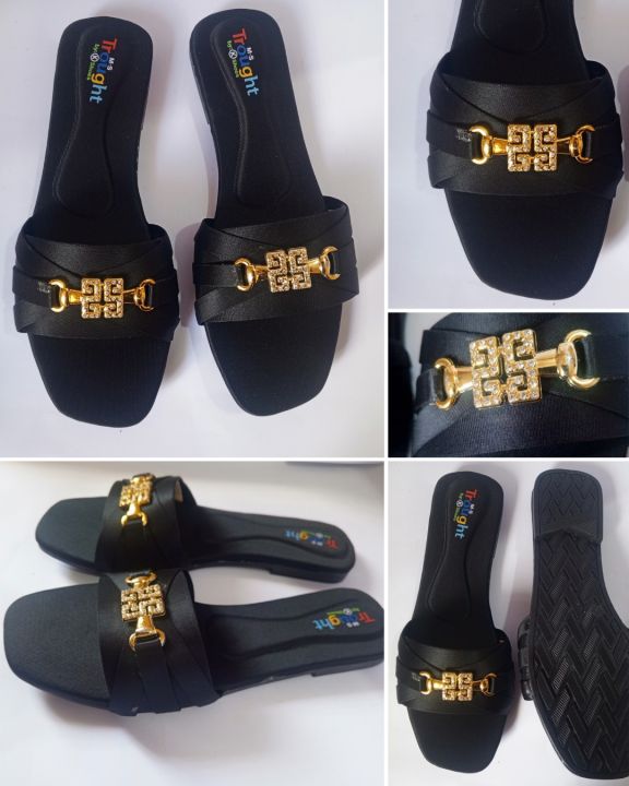Gold%20Buckle%20Flat%20Sandal%20For%20Women,%20Crystal%20Slide%20Chappal%20Shoes,%20%20Ladies%20Fancy%20Comfortable%20Footwear,%20Black%20Mehroon%20-%20Image%206