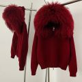 Coat Women Cardigan Natural Fox Fur Coat Women Real Mongolian Fur Knitwear Female Spring Autumn Hooded Knitted Fur Jacket. 
