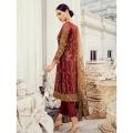 maroon Chiffon suit with heavy net embroidery dupatta. 