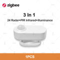 3 In 1 ZigBee 24G MmWave Radar Human Body Presence Motion Sensor +PIR Infrared+illuminance Dectection Home Automation For Z2M. 