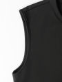 Women Dress Sleeveless Crew Neck Solid Bodycon Mini Dress Sleek Spring Summer Minimalist Dress Office Party Flattering Outfit.