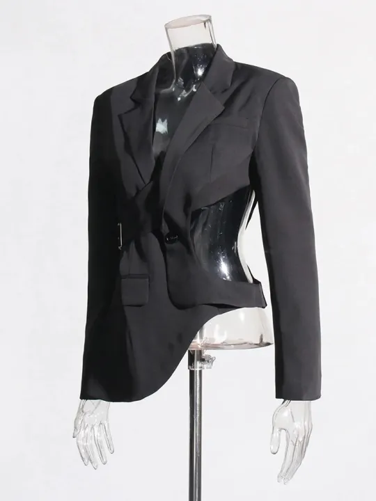 TWOTWINSTYLE%20Solid%20Hollow%20Out%20Backless%20Slimming%20Blazers%20For%20Women%20Notched%20Collar%20Long%20Sleeve%20Spliced%20Button%20Blazer%20Female%20New%20-%20Image%204