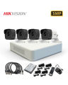 Hikvision Original 5 Megapixels 4 Cameras Complete kit, 4 Cameras 5MP, 1 5MP Supported DVR, 500GB Hard Drive, 4 Adopters 12V 2A, 4 BNC copper, 4 DC Pin, 80 Yard copper Wire. 