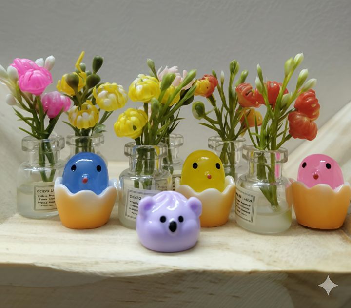 Mini flowers with clear glass vest gift car decorations mini present