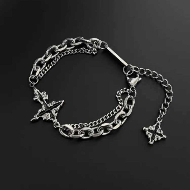Fashion Dark Cross Bracelet for Men Stainless Steel Chain Jewelry, Hypoallergenic & Party Punk Bangles Accessories