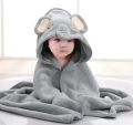 Toddler Bathrobe Infant Bath Towel Boy Girl Blankets Swaddle With Hood Cartoon Coral Fleece Towel Blanket Newborn Kids Bedding.