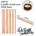 20pcs Wooden Candles Wick DIY Candle Making Kit Smokeless Candle Core with Clip Base Handmade Candle Wood Core Candlewick.