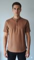 Anationz – Linen Cotton Chinese Collar Shirt – Brown. 