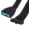 Internal USB 19Pin 20pin Mini USB3.0 Male to Female Adapter Low Profile Header USB Extension Flat Cable for Motherboard. 