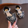 Korean Girls Princess Shoes With Bows Girls' Sandals Sequined Dance Performance Shoes Summer Non-Slip Rubber Comfortable Sandals. 