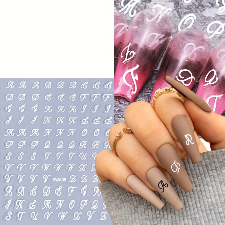 Retro%20English%20Letters%20Nail%20Stickers%204/8%20Sheets%203D%20Self-Adhesive%20Nail%20Art%20Design%20Black%20White%20Gold%20Silver%20Nail%20Decals%20-%20Image%205