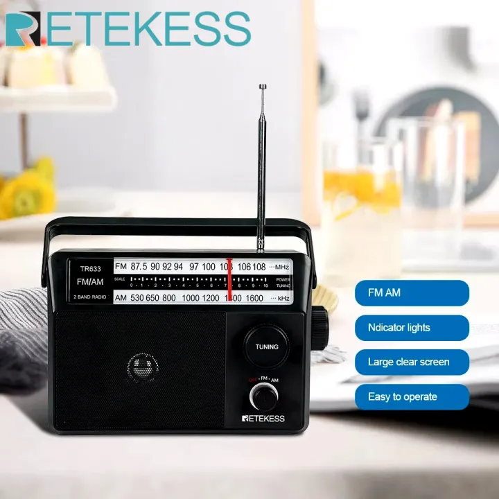 Retekess TR633 Radio FM Portable Radios AM FM Rechargeable Battery ...