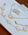 four leaf clover set 3(pieces) Earings, bracelet, necklace , pendant/necklace , vintage jewellery ,trending fashion Korean style ,  jewellery for girls  & women's imported jewellery. 