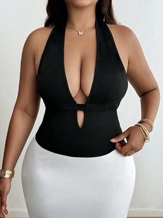 NewElegant%20Women%20%20Hollow-Out%20Fashion%20Versatile%20Plus%20Size%20Vest%20Black%20Sleeveless%20Halter%20Neck%20Backless%20Top%20%20Female%20Clothing%20-%20Image%205