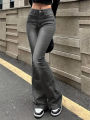 Women Flare Stretch Moustache Jeans Fashion Skinny Bell Bottom High Waist Gray Denim Pants Lady Classic Y2K Punk Long Trousers. 