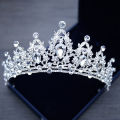 Wedding Hair Tiara Crystal Bridal Tiara Crown Silver Color Diadem Veil Tiaras Wedding Hair Accessories Headpieces Head Jewelry.