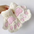 Cartoon Cute Cat Claw Paw Gloves Women Plush Mittens Warm Soft Plush Short Fingerless Fluffy Bear Cat Gloves Costume Half Finger. 