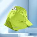 Summer running shorts men's 2-in-1 quick drying pants reduce friction marathon track and field training fitness three part pants.